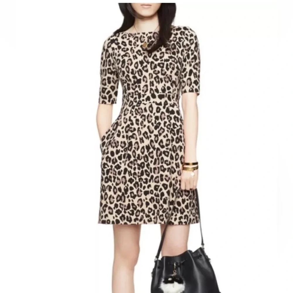 Kate Spade New York Cheetah Print Ponte Dress Size 8